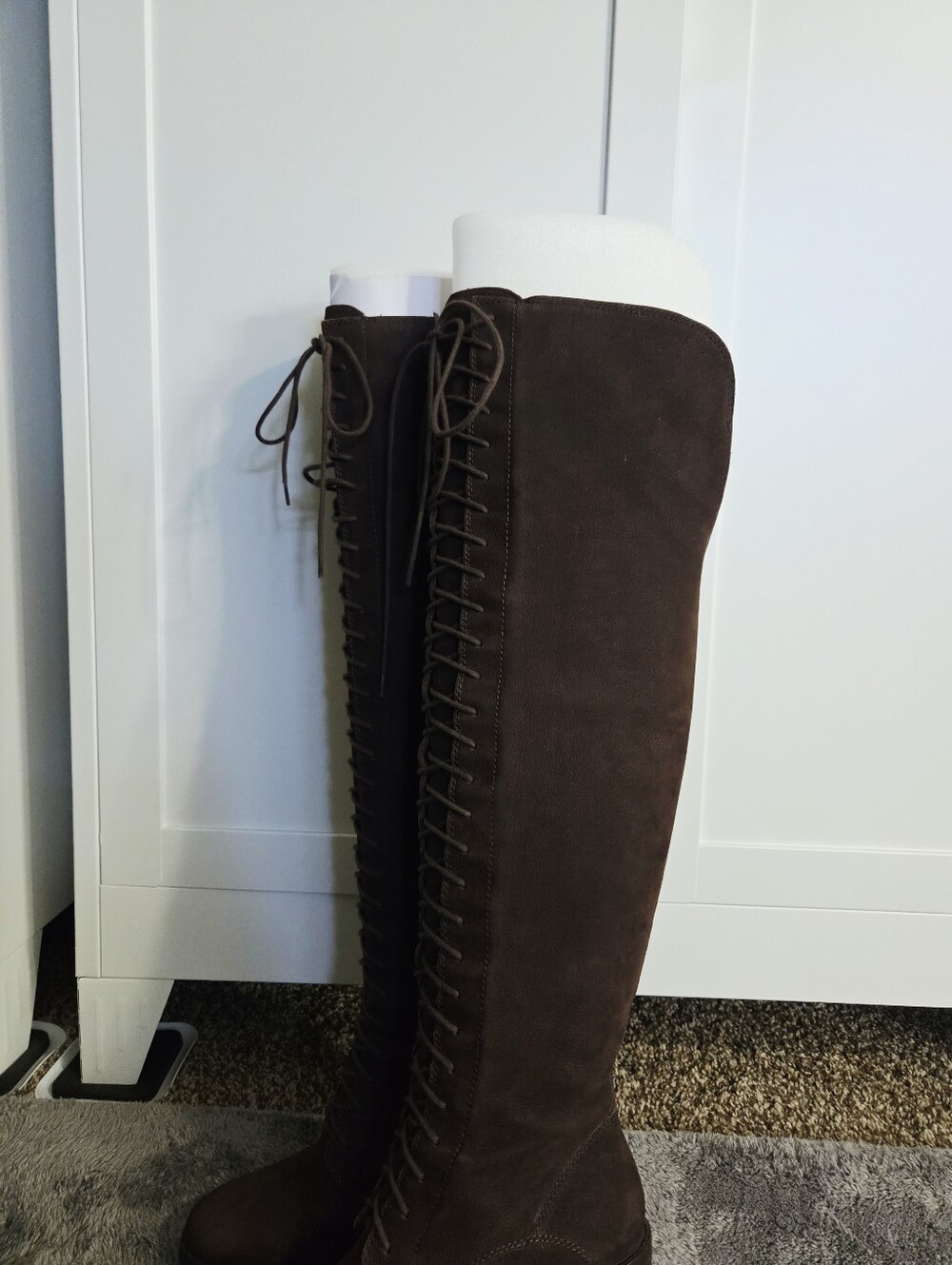 Lucky Brand Sz 8M Brown Riddick Tall Lace Up Over The Knee Boots Upper Leather - Picture 7 of 8